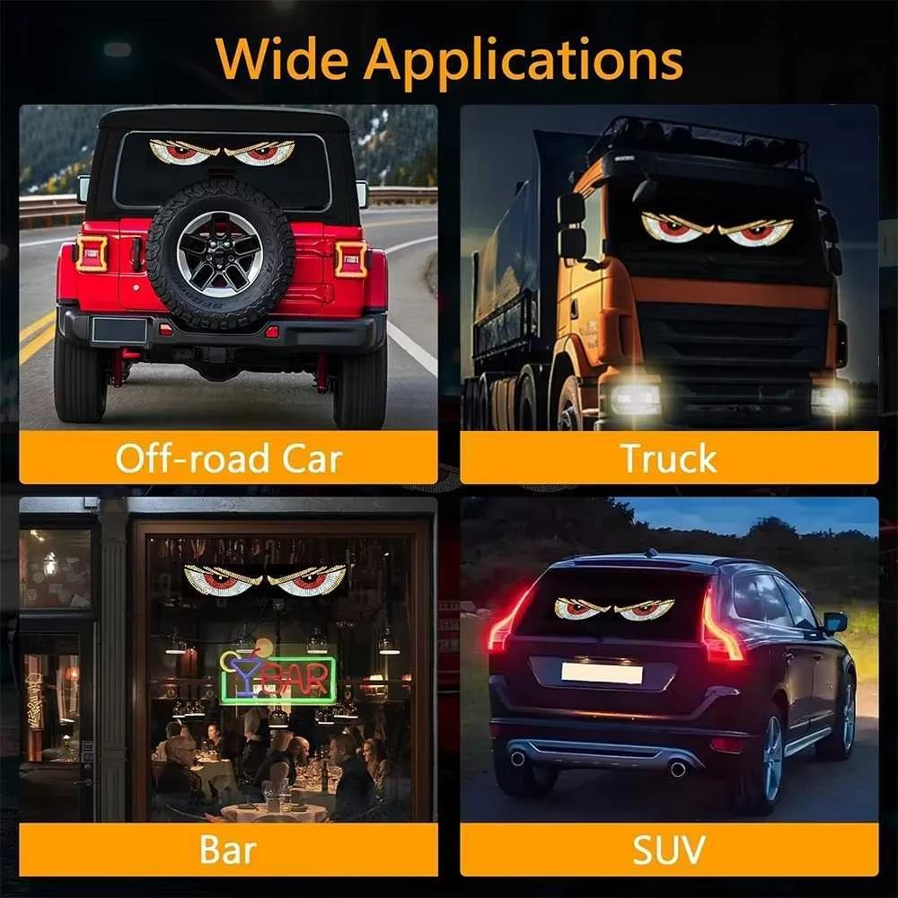 LED velnio akys įvairiose transporto priemonėse ir vitrinose