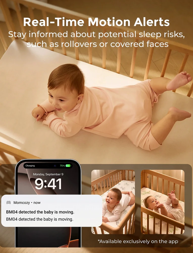 Mobili auklė „Momcozy BM04 Smart“, su 5″ monitoriumi ir „Wi-Fi“, balta