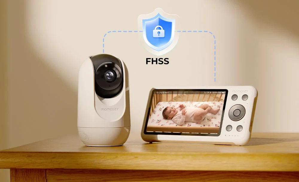 Mobili auklė „Momcozy BM04 Smart“, su 5″ monitoriumi ir „Wi-Fi“, balta