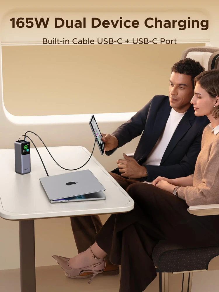 Nešiojama baterija UGREEN Nexode Power Bank, 165W, 20,000 mAh, su įtraukiamu kabeliu