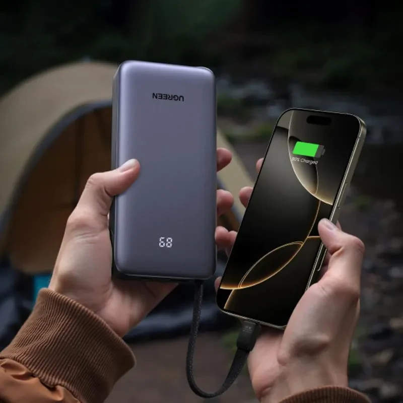UGREEN nešiojama baterija (Power Bank) 20000mAh, 45W, su integruotu kabeliu, greitasis įkrovimas