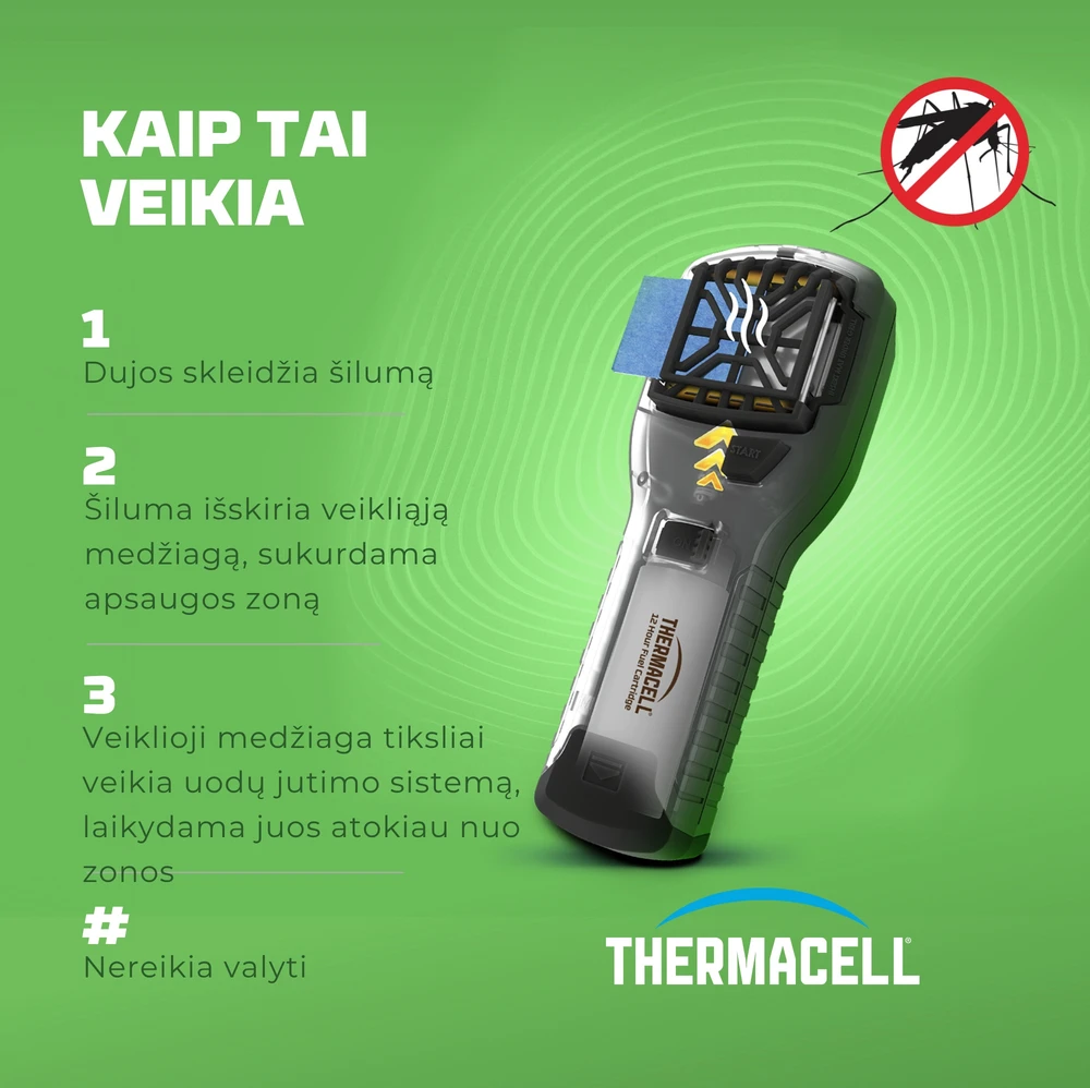 Nešiojamas repelentas nuo uodų ThermaCell MR-300L, juodos spalvos