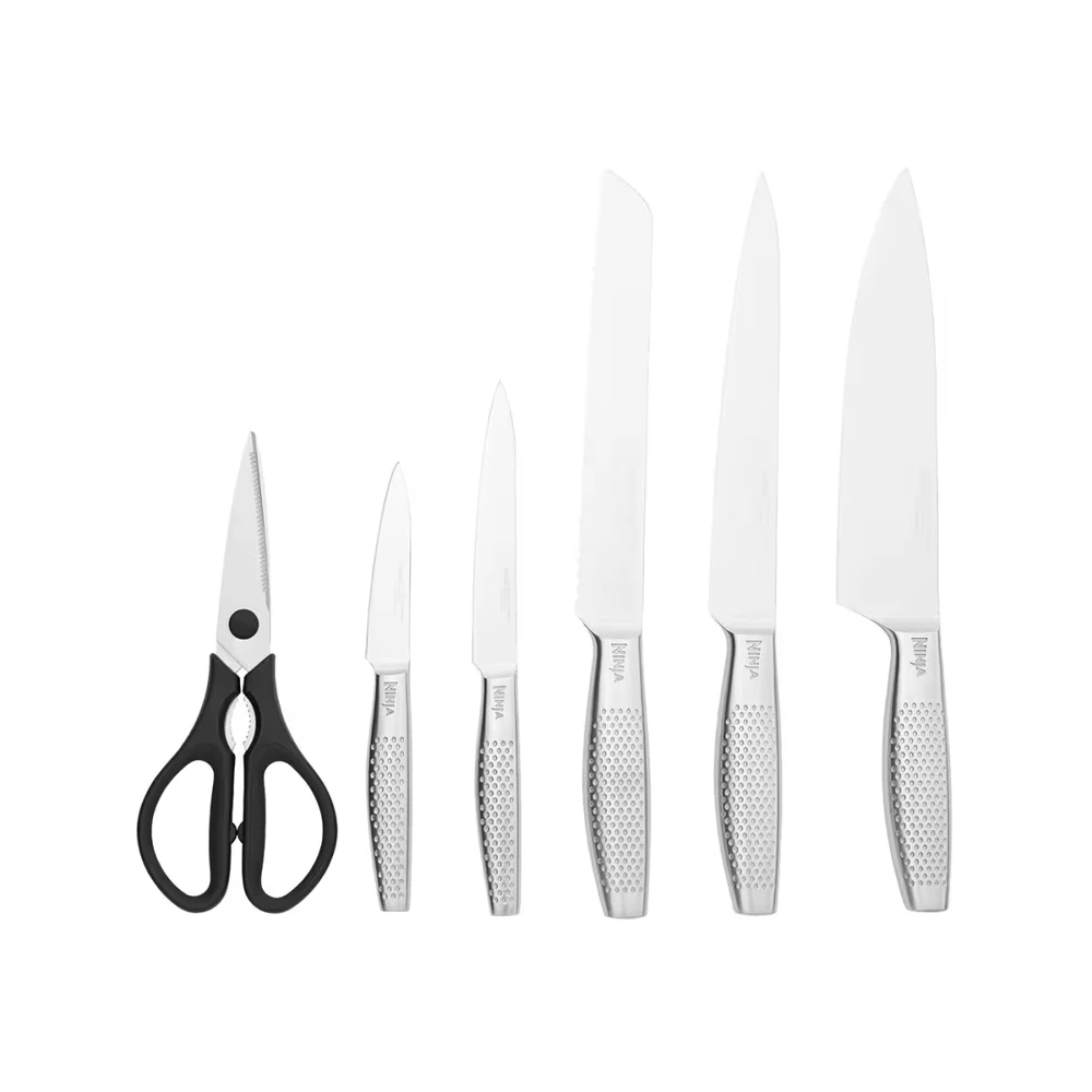 Ninja StaySharp nerūdijančio plieno 6 dalių peilių rinkinys su mediniu bloku – K62006EUUK