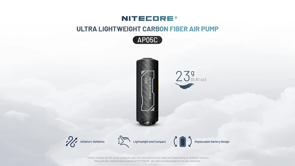 Nitecore AP05C Mini elektrinė oro pompa, 200 l/min, 23 g