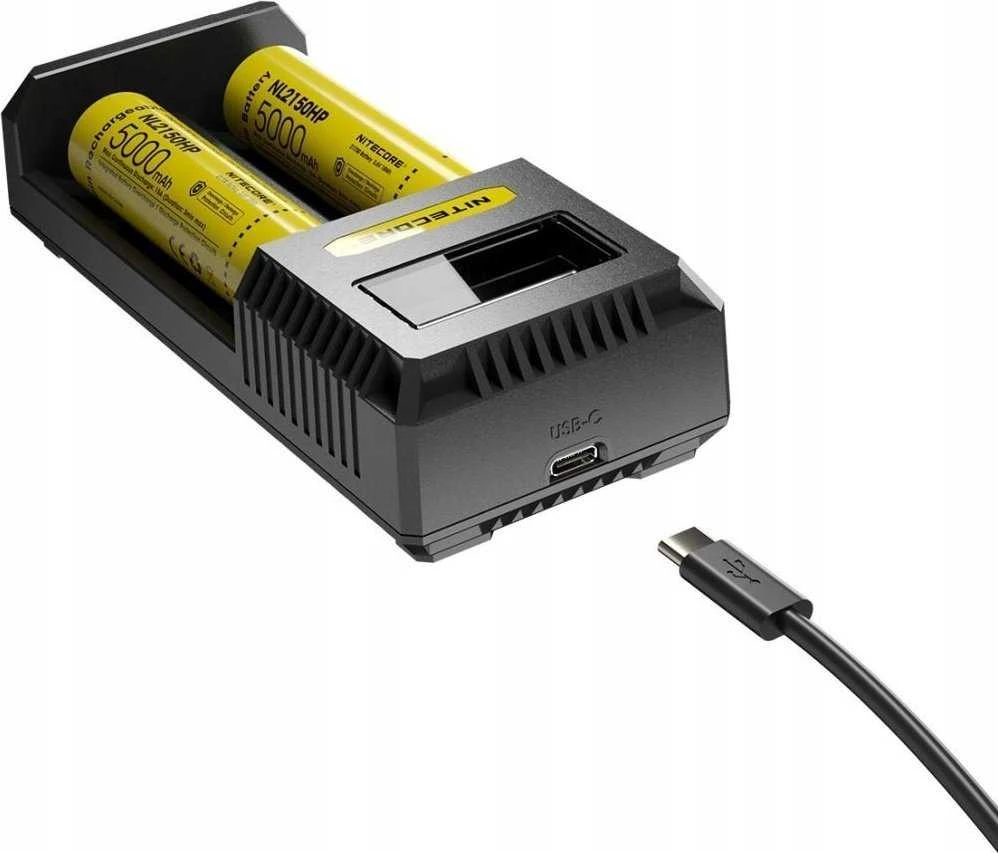Nitecore Ci2 išmanusis dviejų lizdų USB-C baterijų įkroviklis, iki 3000 mA