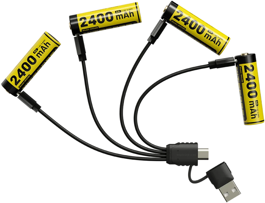 Nitecore NH2400 2400mAh USB-C įkraunamos AA baterijos, 2 vnt.