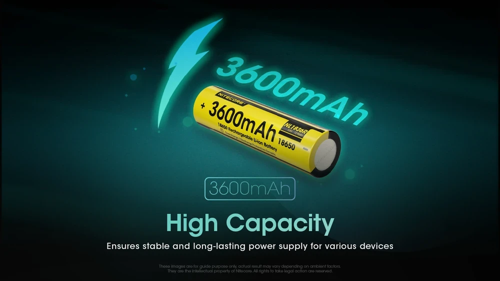 Nitecore NL1836R 18650 Li-Ion įkraunama baterija su USB-C, 3600 mAh, 6 A
