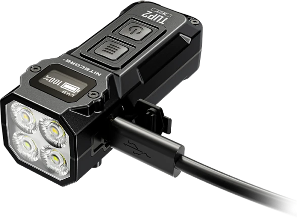 Nitecore TUP2 Žibintuvėlis-raktų pakabukas, 1200 lm, 125 m, OLED ekranas, 1300 mAh, USB-C, IP54, juodos spalvos
