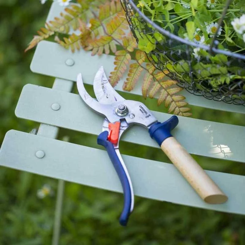 Opinel sekatorius kombinuota buko ir mėlyno plastiko rankena
