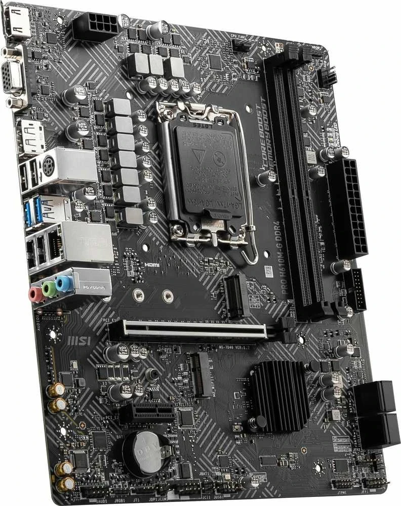 Pagrindinė plokštė MSI PRO H610M-G DDR4/LGA1700/MicroATX/Atminties lizdai 2/1xPCI-Express 3.0 1x/1xPCI-Express 4.0 16x/1xM.2/1x15pin D-sub/1xHDMI/1xDisplayPort/2xAudio-In/1xAudio-Out/4xUSB 2.0/2xUSB 3.2/1xPS/2/1xRJ45