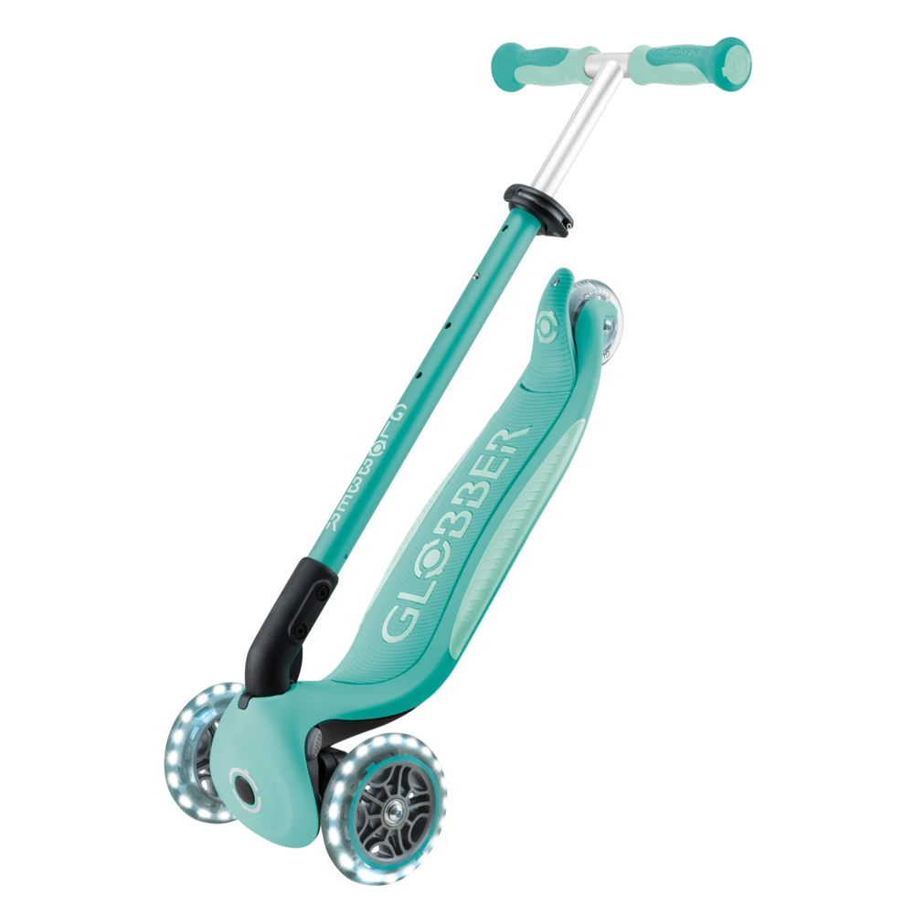 Paspirtukas GLOBBER Go Up Deluxe Lights, mėtų spalvos, 748-706
