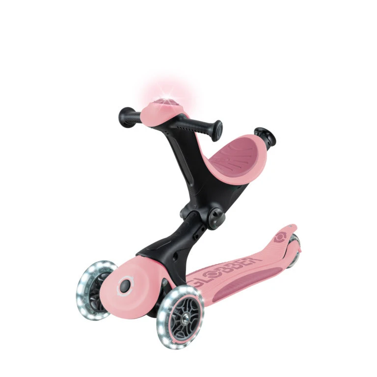Paspirtukas GLOBBER Go Up Deluxe Lights, pastelinis rožinis