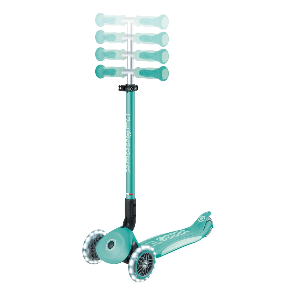 Paspirtukas GLOBBER Go Up Deluxe Lights, mėtų spalvos, 748-706