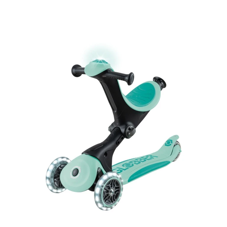 Paspirtukas GLOBBER Go Up Deluxe Lights, metų-pistacijų spalvos
