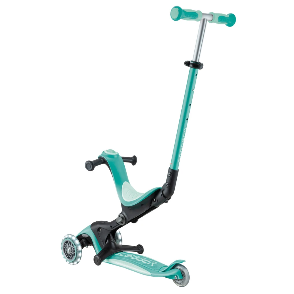 Paspirtukas GLOBBER Go Up Deluxe Lights, mėtų spalvos, 748-706