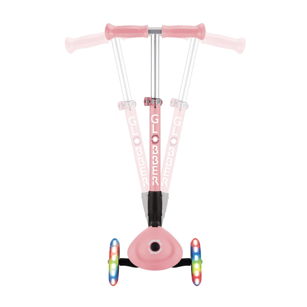Paspirtukas Globber Junior Foldable Lights, rožinis