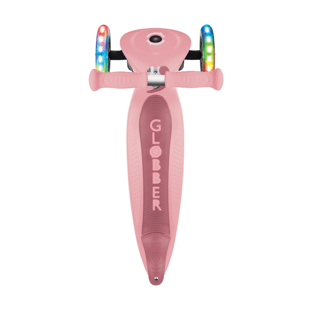 Paspirtukas Globber Junior Foldable Lights, rožinis