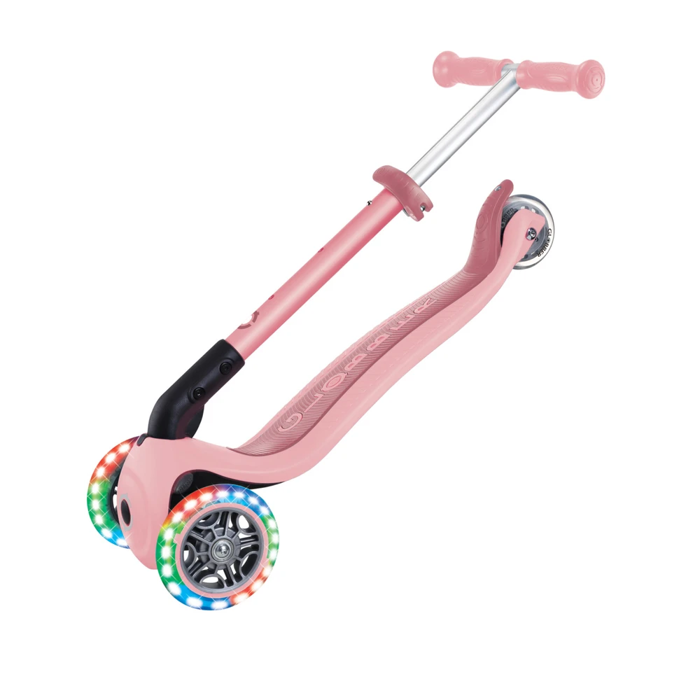 Paspirtukas Globber Junior Foldable Lights, rožinis