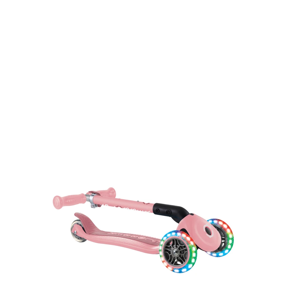 Paspirtukas Globber Junior Foldable Lights, rožinis