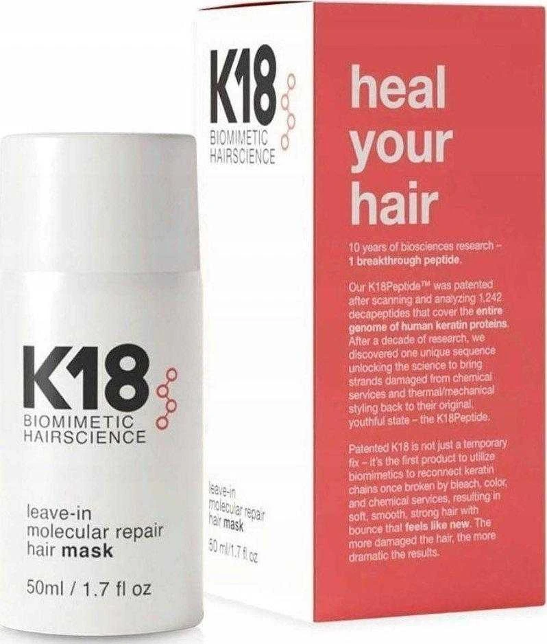 Nenuplaunama atkuriamoji plaukų kaukė K18 Leave-in Molecular Repair Hair Mask, 50 ml