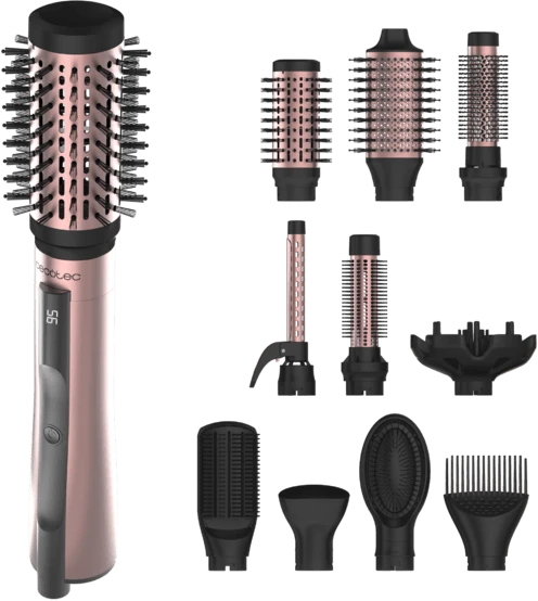 Plaukų formavimo šukos Cecotec CeramicCare 10in1 AirBrush, 1200 W, su jonizacija, juodos/rožinės spalvos
