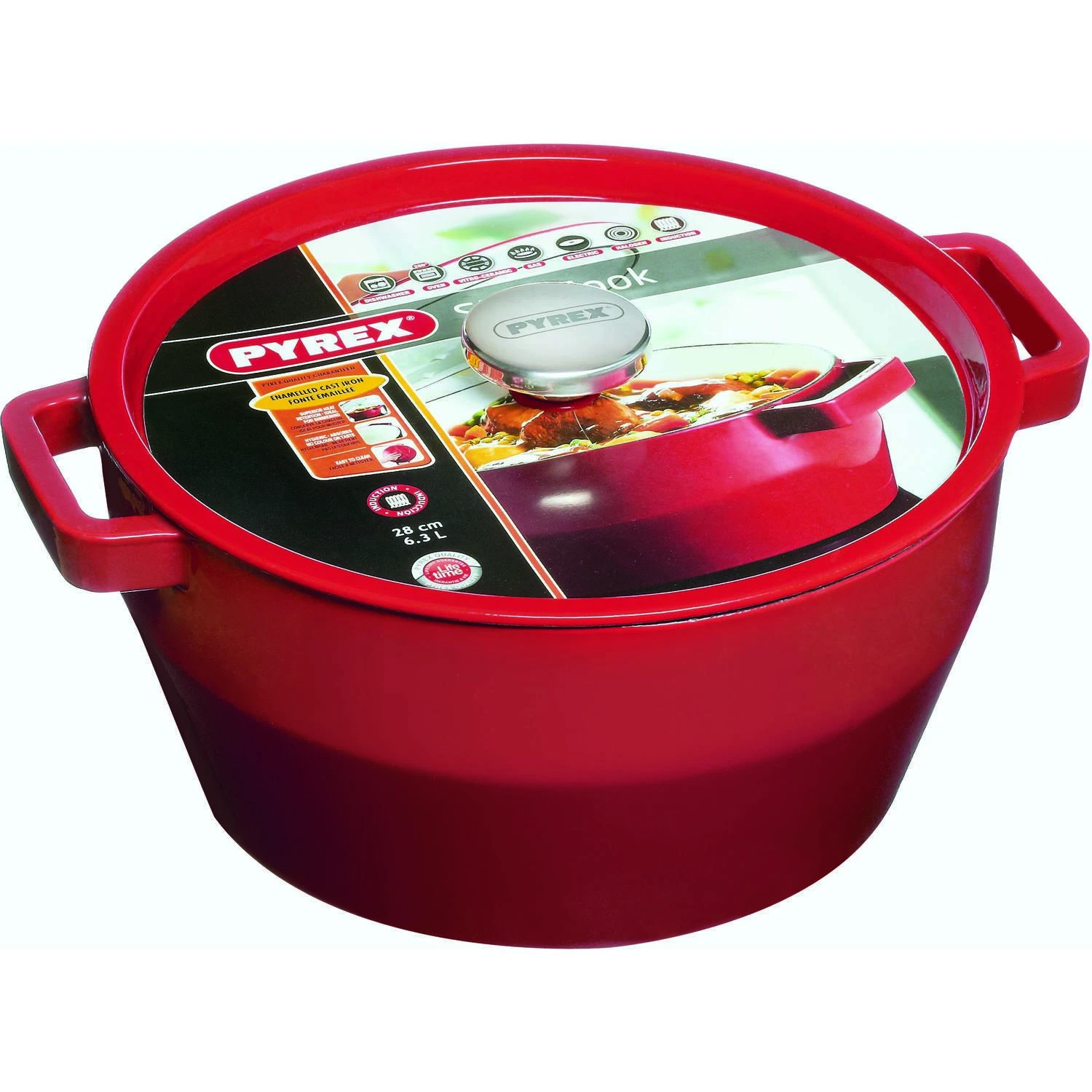Pyrex Ketaus puodas SLOWCOOK raudonas, 28 cm 6,3 L