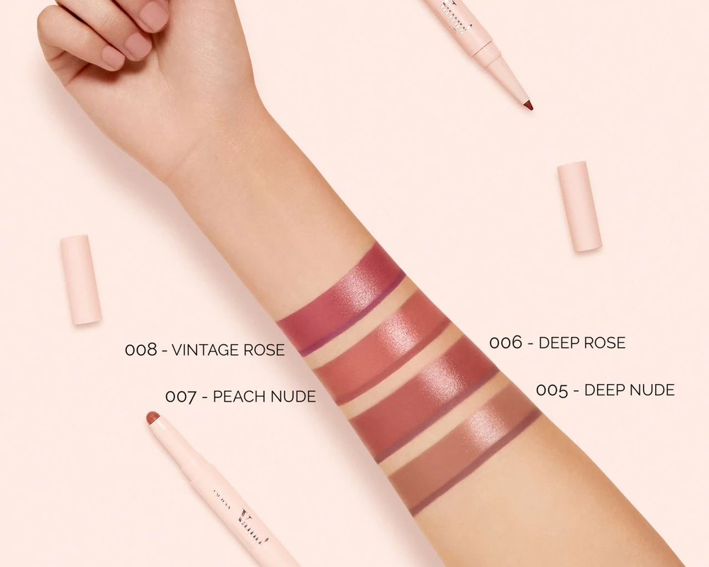 PUPA Milano Vamp! Creamy Duo Lūpų kontūro pieštukas ir blizgūs lūpų dažai, spalva - 007 Peach Nude aprašymas - Prekės nuotrauka