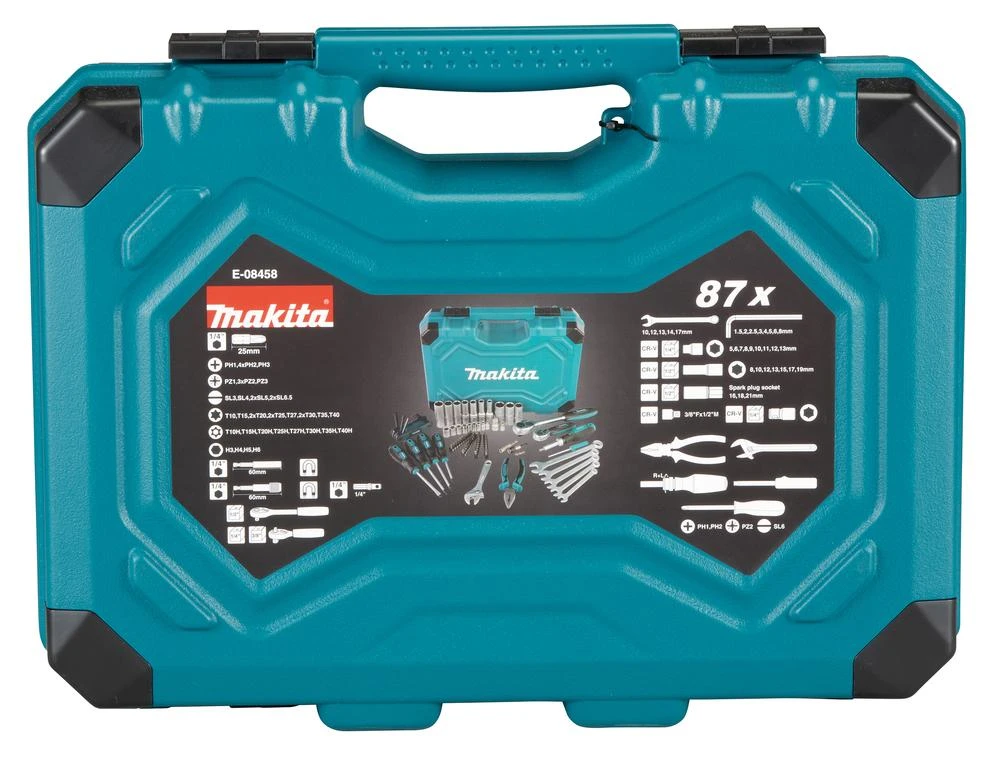 Makita E-08458 rankinių įrankių rinkinys, 87 vnt.