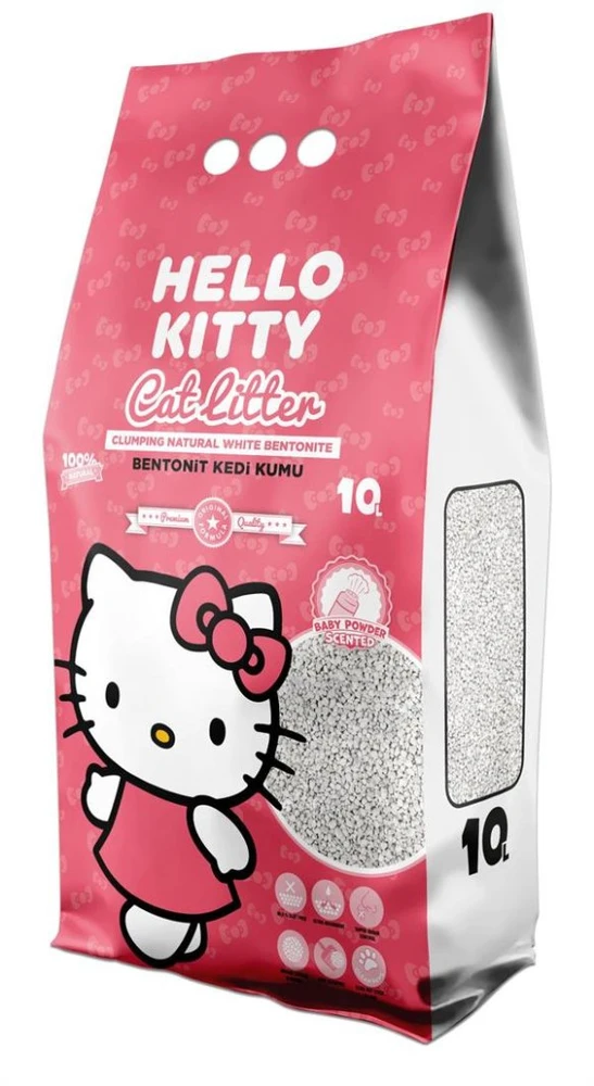 Bentonitinis kraikas katėms Sanicat Hello Kitty Baby Powder, 10 l (Atnaujinta)