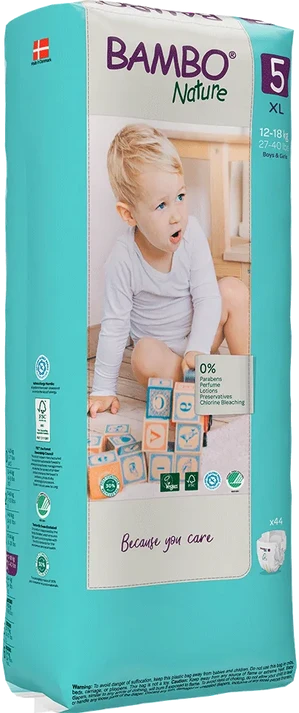 Sauskelnės Abena Bambo Nature, 5 dydžio, 12-18 kg, 44 vnt.