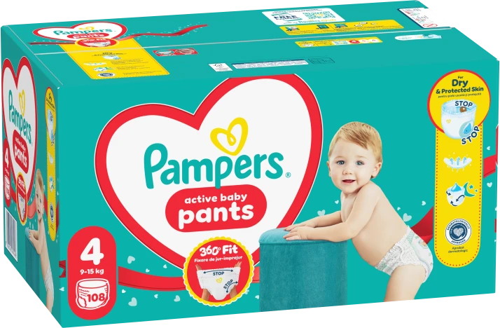 Sauskelnės - kelnaitės Pampers Pants 4 Dydis, 9-15kg, 108 vnt.
