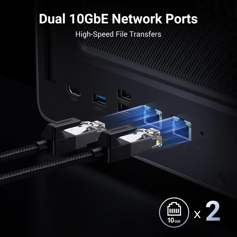 NAS sistema UGREEN NASync DXP8800 Plus, 8 skyrių | Intel i5 1235u | 2 x 10GbE | 8K HDMI |2 x TBT4