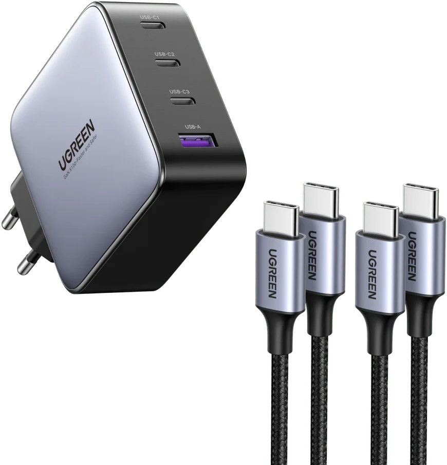Sieninis įkroviklis UGREEN Nexode 100W, 3x USB-C + USB-A, GaN, Power Delivery, sulankstomas kištukas