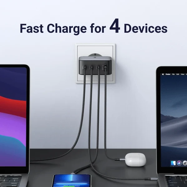 Sieninis įkroviklis UGREEN Nexode 100W, 3x USB-C + USB-A, GaN, Power Delivery, sulankstomas kištukas