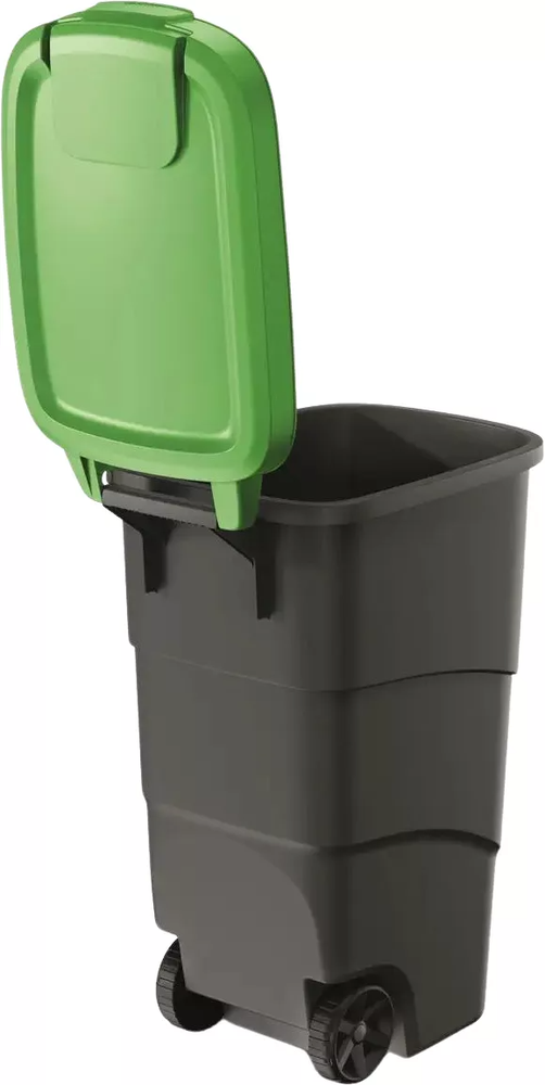 Šiukšlių dėžė Prosperplast Wheeler, 90L, žalios/pilkos spalvos