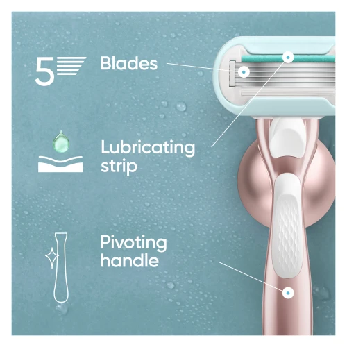 Skustuvas moterims Gillette Venus Deluxe Smooth Sensitive Rosegold + 9 skutimosi galvutės