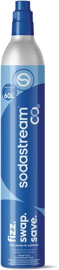 SODASTREAM AlcoJet angliarūgštės (CO2) cilindro papildymas, 60L (privalomas tuščio CO2 cilindro grąžinimas) mėlynas