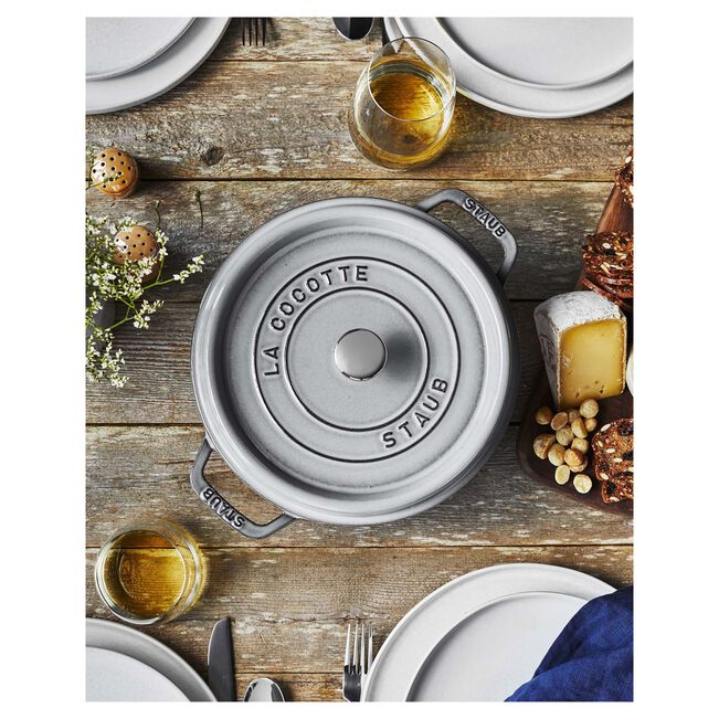 Staub La Cocotte 26 cm apvalus ketaus puodas troškinimui, grafito pilkos spalvos | 40509-312-0