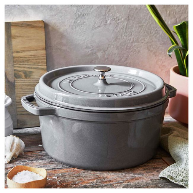 Staub La Cocotte 26 cm apvalus ketaus puodas troškinimui, grafito pilkos spalvos | 40509-312-0