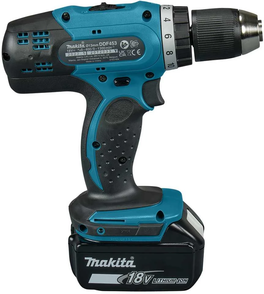 MAKITA suktuvas - gręžtuvas DDF453Z be akumuliatoriaus ir kroviklio