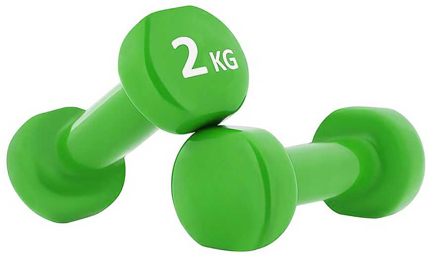 Hanteliai 2x2 kg - žalios spalvos