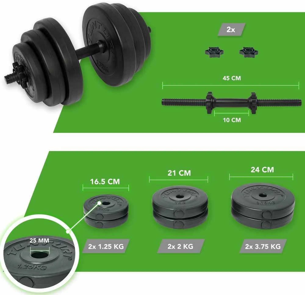 Svarmenų rinkinys Tunturi, 15 kg