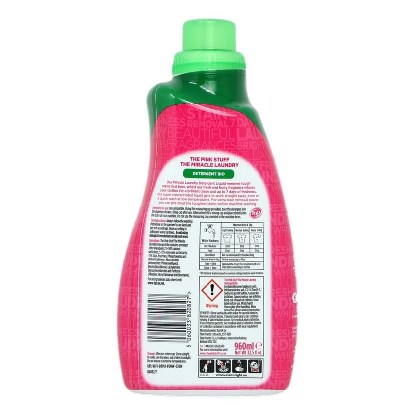 Skystas skalbiklis The Pink Stuff Bio, 960 ml