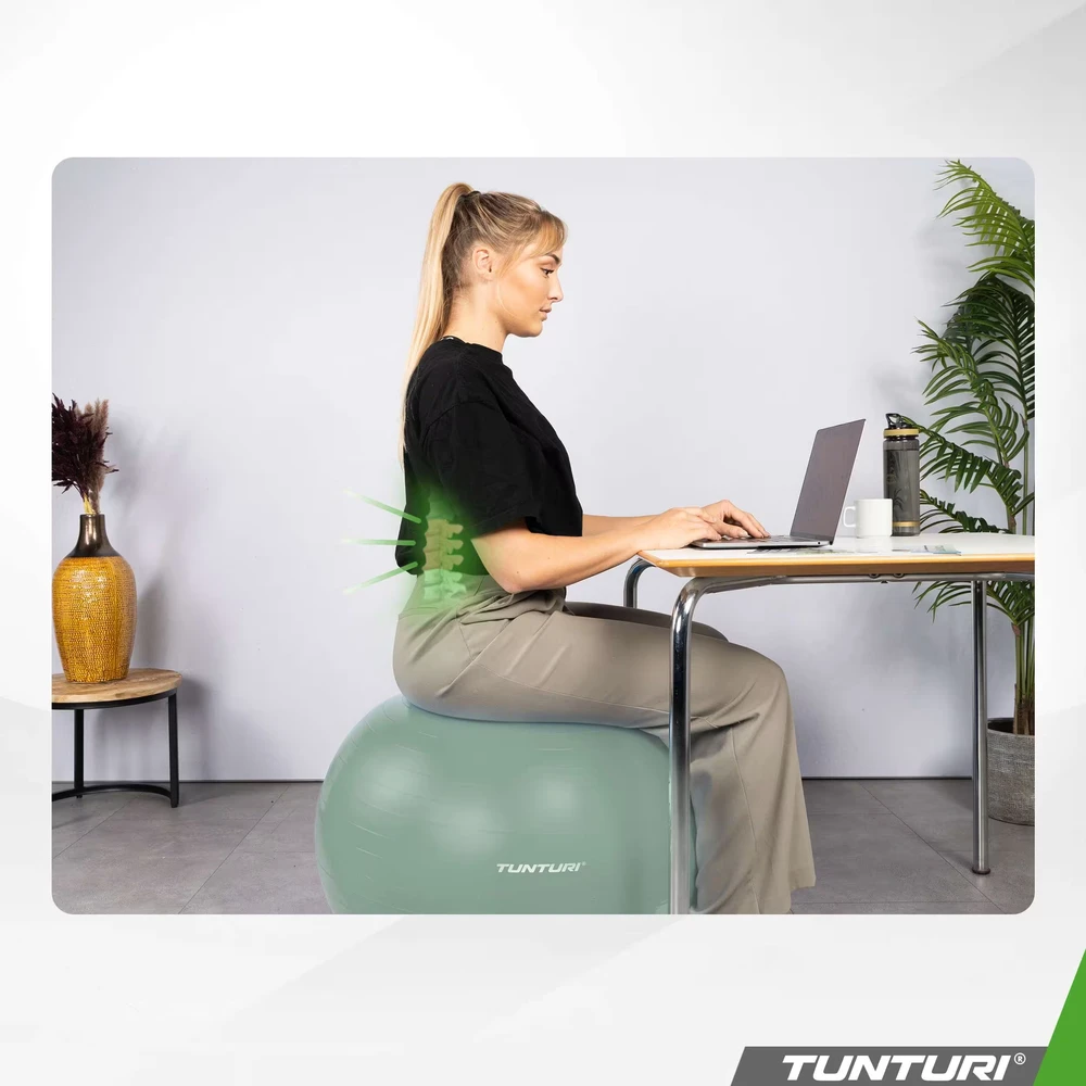 Tunturi Anti Burst gimnastikos kamuolys su pompa, 65 cm, mėtų spalvos aprašymas - Prekės nuotrauka
