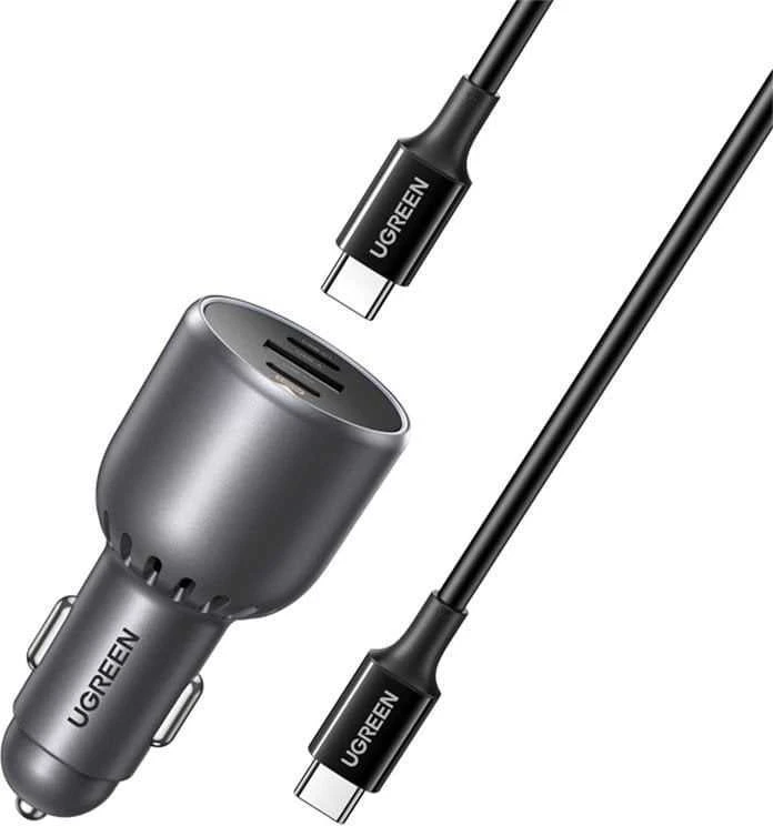 Automobilinis įkroviklis UGREEN EC705, USB-A + 2x USB-C, 130W + 1m 5A laidas