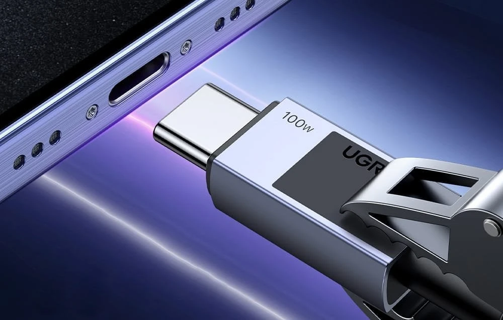 UGREEN USB-C – USB-C kabelis, PD greitasis įkrovimas, pilkas, 0.5m