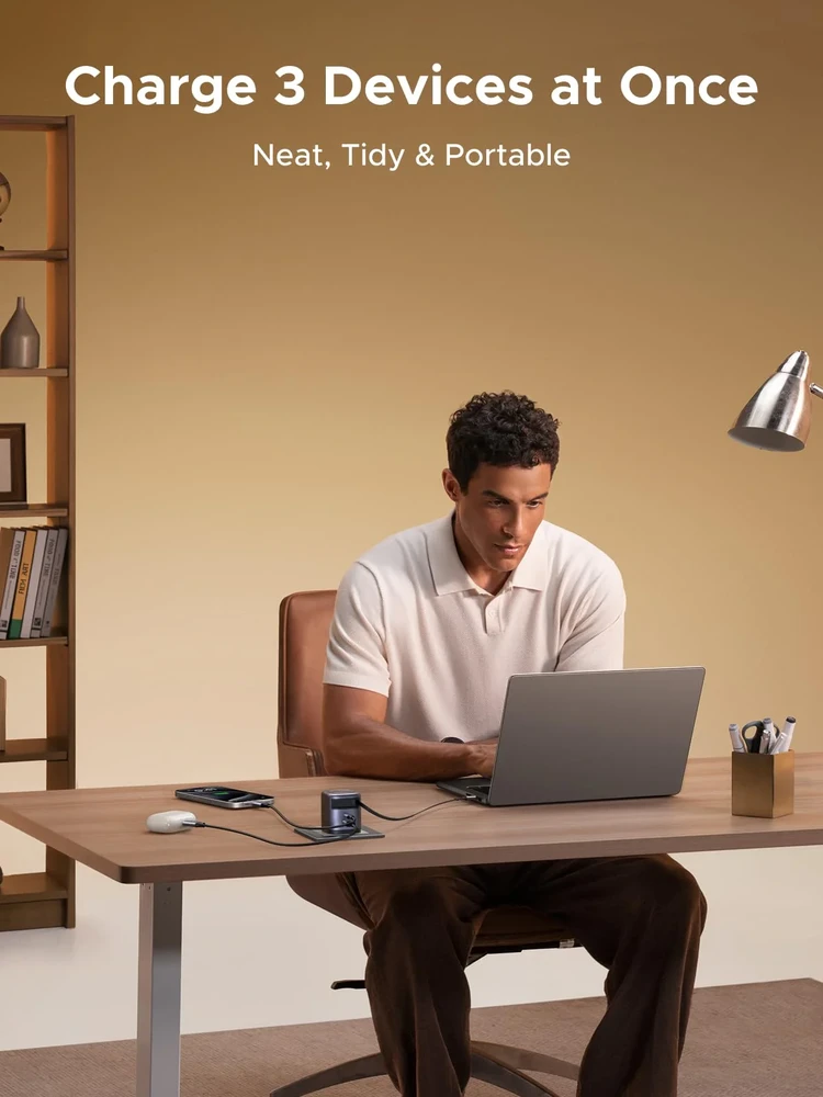 UGREEN Nexode 65W GaN įkroviklis su ištraukiamu USB-C laidu