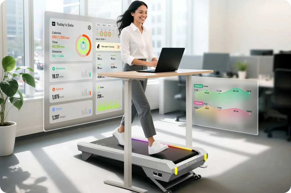 UREVO CyberPad for Office išmanusis bėgimo takelis, pilkas