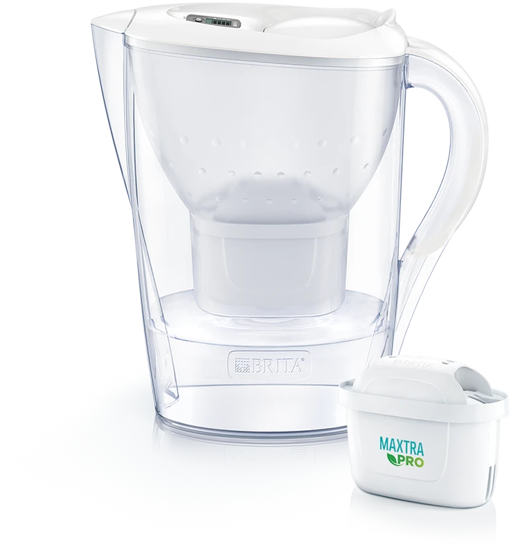 Vandens filtravimo ąsotis BRITA Marella 2.4L, baltas su vandens filtru MAXTRA+ 1 vnt.