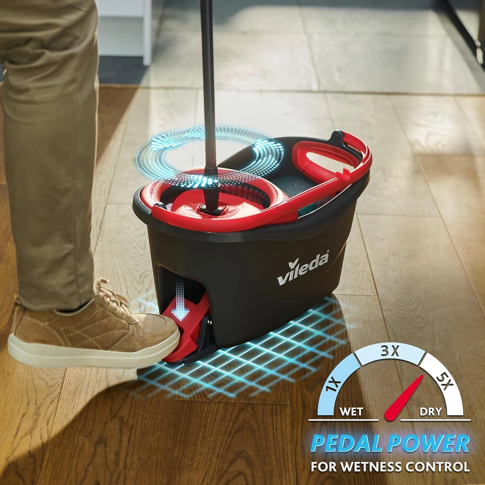 Vileda Easy Wring & Clean Turbo Grindų plovimo šluota su besisukančiu gręžtuvu | Teleskopinė rankena 85 – 123 cm